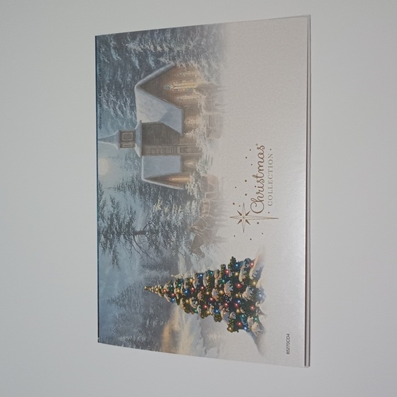 $2 Add-on Foil Silent Night Snowy Church Scene Christmas Card & Envelope Gold - Picture 5 of 8